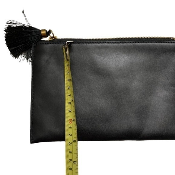 J crew leopard print and leather clutch tassel bag